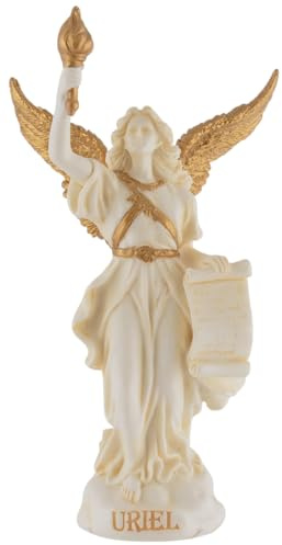 Erzengel Uriel, Engel der Weisheit, Miniatur, aus Kunststein angefertigt, von Hand mit Goldfarbe bemalt, Veronese Kollektion, 708-78194