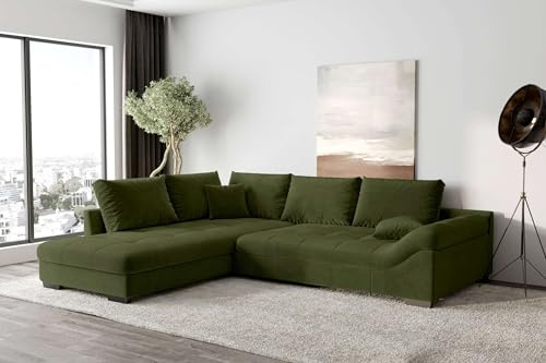 99rooms Terra Ecksofa Polsterecke Eckcouch Cordstoff POSO Olive Ottomane Links