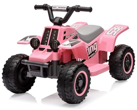 ZoomBuggy Quad Électrique pour Enfants 6V, ATV Électrique avec Klaxon, LED et Musique, Voiture Électrique à Monter avec Vitesse 3,5 km/h, Charge 25 kg, pour Enfants 3+ Ans, Rose