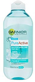 GARNIER Pure Active - Solution Micellaire Tout-En-1 - Purifie, Nettoie & Démaquille - Formule Enrichie En Micelles - Visage, Yeux, Lèvres - Peaux Mixtes à Grasses & Sensibles - 400 ml
