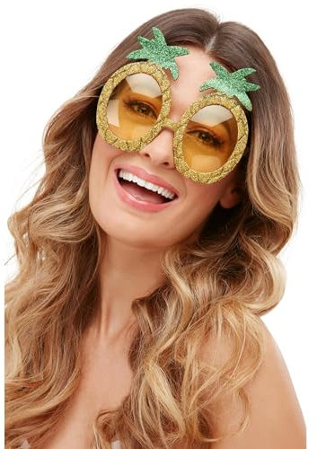 Smiffys 52032 Tropical Ananas Glitzer Brille Unisex Erwachsene Gelb