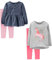 Simple Joys by Carter's Baby Mädchen 4-teiliges Freizeitkleidungsset, Langarmhemden und Hosen, Grau Einhorn/Hellrosa/Jeans/Rosa, 12 Monate