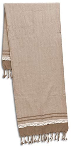 Seamar Strandtuch aus 100% Baumwolle 100 x 200 cm mit Fransen, Strandtuch 100x200 cm frange incluse Taupe
