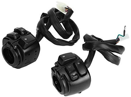 Hlyjoon Motorradschalter, 2 Stück, Schalter für Motorradlenker, 25 mm – Warnton/Abblendlicht/Blinker/Netzschalter mit Kabelbaum [#1]