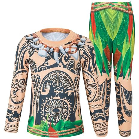 Jurebecia Boy's Ocean Adventure Costume Kids Long Sleeve Halloween Cosplay Dress Up Set Hawaiian Fancy Party Costumes Brown 3-4 Years