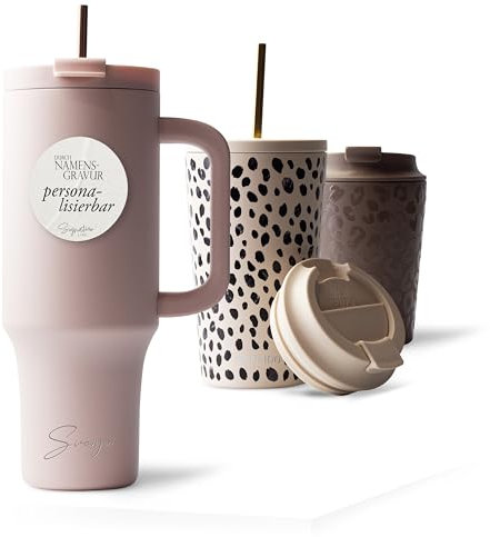 MAMEIDO Thermobecher personalisiert 1200ml, Kaffeebecher to go mit Namen aus Edelstahl doppelwandig isoliert, auslaufsicher, Namensgravur als personalisiertes Geschenk (personalisiert, 1,2l)