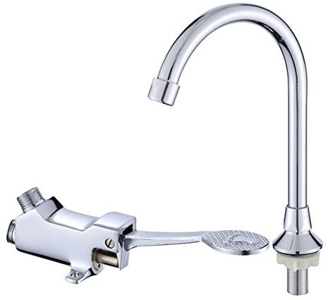 G1 / 2 Kupfer Fußboden Fuß Pedal Becken Wasserhahn, Badezimmer Labor Medizinisch Heiß Kalt Pedal Wasserhahn
