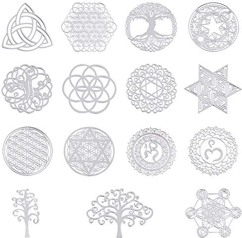 OLYCRAFT 15Stk Rune Aufkleber Geometrie Pyramide Aufkleber Selbstklebende Silber Messing Aufkleber Für Sammelalben DIY Resin Crafts Telefon