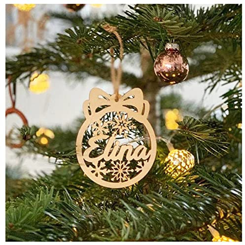 Personalisierter Name Ihres Hundes, personalisierte Weihnachtskugel-Geschenkanhänger, individuelle Weihnachtskatzen-Ornament, Holzornament, Kugel mit Namen, personalisiertes Geschenk zum Aufhängen, D,