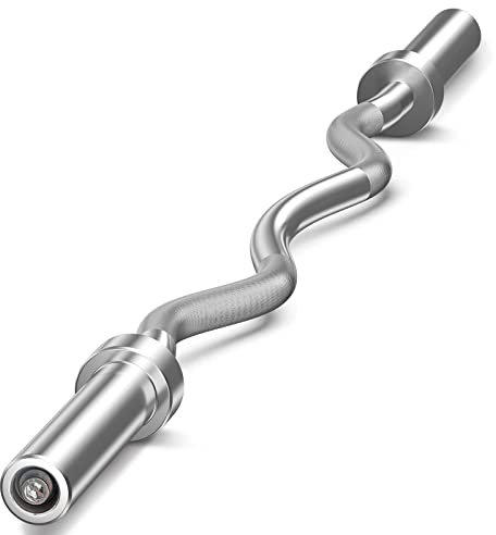 Olympische Langhantel, 1,2 m, EZ-Curl-Hantelstange, Silber-bewertet, 150 kg Kapazität, Chrom-Hanteln für Zuhause, Fitnessstudio, Fitness, Gewichtheben, Krafttraining oder Crossfit