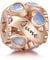 NINGAN Birthstone Charms für Armbänder Roségold Charm 925 Sterling Silber Openwork Perlen Charms, Liebesherz Charms für Armbänder und Halsketten