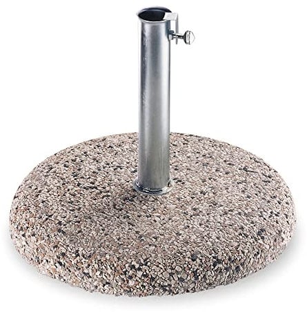 URBNLIVING 25kg Concrete Patio Sun Umbrella Base with Metal Holder Durable Parasol Garden Stand Cement Round Stone