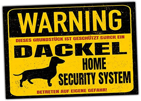 Dackel Schild Warning Security System Türschild Hundeschild Warnschild Hund Teckel Dachshund