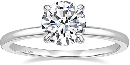 Titaniumcentral Ringe Damen Silber 925 Rosegold Gold Solitärring 1,5CT Rund Zirkonia Verlobungsringe Versprechen Heiratsantrag Ring (Silber,69 (22.0))