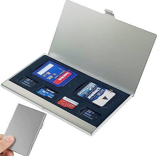 SD-Kartenhalter, TF-Speicherkartenhalter, Aluminium-Legierung, Hartschale, 6-in-1-Kapazität für 2SD-Karten und 4TF-Karten (6 Steckplätze)