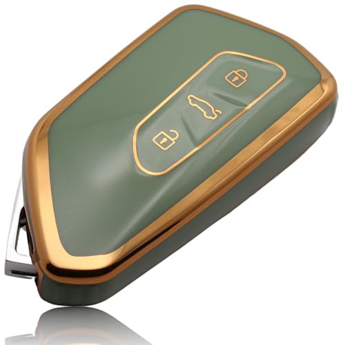 FOAMO Autoschlüsseletui kompatibel mit VW, SEAT, Skoda, Cupra Autoschlüssel – TPU Schlüsselanhänger – Schlüsseletui – Schutz für Autoschlüssel grün