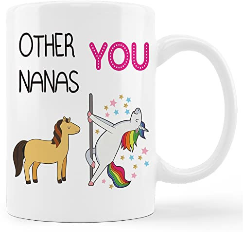 kunlisa Tasse mit Aufschrift Best Nana, Other Nanas VS You, niedliches Einhorn-Keramik-Tasse, 325 ml, Kaffee, Milch, Tee, Tasse, Großmutter, Muttertag, Geschenke von Enkelsohn und Enkelin