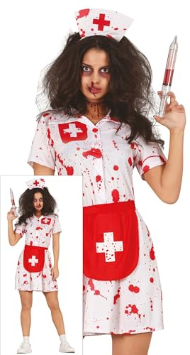 FIESTAS GUIRCA | Disfraz de Enfermera Sangrienta - Vestido, Delantal y Diadema - Disfraces de Halloween, Carnaval y Fiestas de Doctores y Enfermeras - Ideal para Adultos y Adolescentes