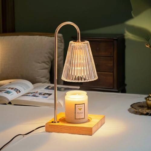OKYUK Diffuseur de parfum électrique avec 2 ampoules chauffantes, sans fumée et sûr pour la cire aromatique avec interrupteur à gradation pour la décoration de la maison (Champagne)