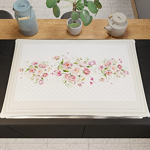 PETTI Artigiani Italiani - Accessori Tessili da Cucina, Copri Fornelli 46x70 cm in Microfibra, Coprifornello Elegante per Gas e Induzione, in Stampa Digitale Pois Tortora, 100% Made in Italy