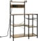 HOMCOM Estantería de Cocina Industrial Estante de Cocina con Toma de Corriente Estantes Ajustables Ganchos y Cesta Metálica 90x42x130 cm Marrón Rústico