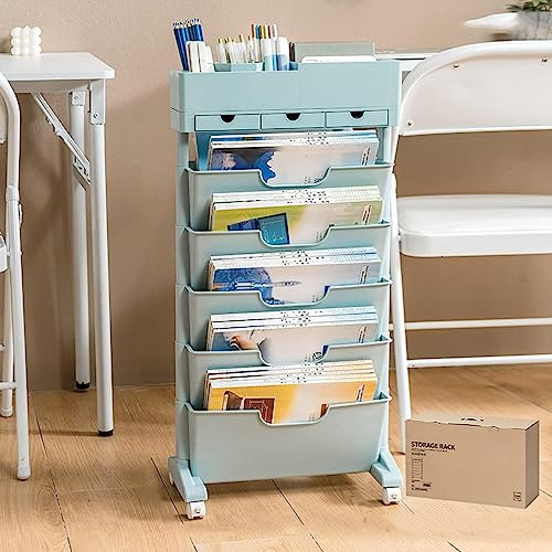 SXHEYUY Bücherregal mit Schublade, 6-stöckiges Standregal, in Baumform, CD- und DVD-Regal, für Schlafzimmer, Wohnzimmer und Heimbüro,Grün