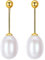 LÖB Damen Perlenohrringe 925 Silber mit Zuchtperlen Rosa Gold Vergoldet Ohrringe Ohrstecker Hängend Perlenohrstecker mit Tropfen Oval Perlen Brautschmuck