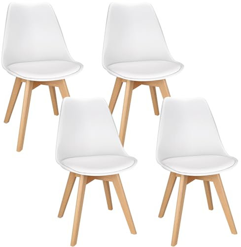 FRUOGO Esszimmerstühle 4er Set mit Massivholzbeine aus Buche,Skandinavisch Design küchenstühle Polsterstuhl Stühle mit bequemem Sitzkissen für Esszimmer Küche Wohnzimmer Schlafzimmer