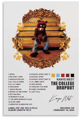 TANZEM Kanye West Poster – The College Dropout Album Cover Leinwand Wandkunst – moderne Familienschlafzimmer-Dekoration – 50 x 75 cm