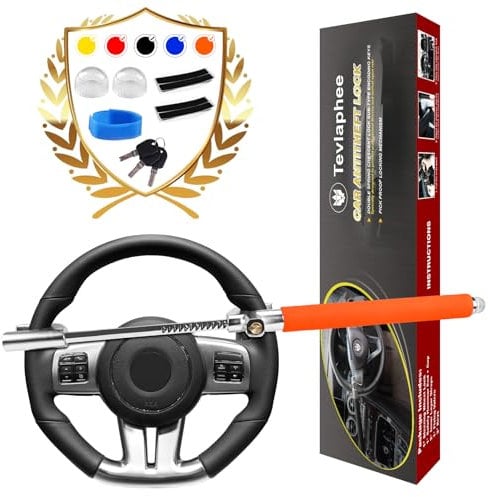 Tevlaphee Lenkradkralle, Lenkradschloss für Auto, Auto Diebstahlsicherung, Lenkradsperre Wohnmobil, Auto-Kralle als Wegfahrsperre, Universal(Orange)