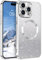 DUEDUE iPhone 15 Pro Hülle Glitzer 6.1'', Handyhülle Mit Mag-Safe Magnetische Stoßfeste Schutzhülle, Soft TPU Silber