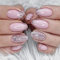 Ceboic 24 Stück Nägel Zum Aufkleben Mandel Kurz, French Press on Nails Soft Gel Künstliche Nägel, Nude Rosa Glitzer Acryl Fingernägel zum Aufkleben Oval Kunstnägel Fake Nails für Frauen und Mädchen