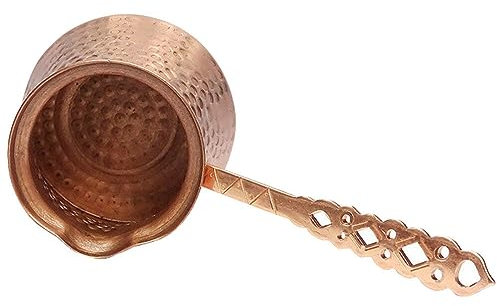 Ciieeo Turkish Coffee Pot Copper Arabic Coffee Pot Stove Top Tea Maker Milk Warmer Hammered Coffee Cezve Ibrik Heating Melting Milk Pot Butter Warmer with Handle 320ml