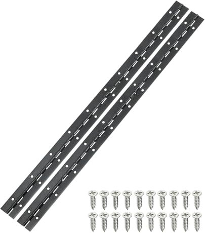 sourcing map Lot de 2 charnières continues et de piano de 50,8 cm en acier inoxydable avec trous, pour armoire, porte, meuble, noir