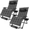 UDPATIO Set of 2 Sun Loungers with Cushion for Garden, Outdoor Reclining Zero Gravity Chair with Cup Holder, Extra Wide Folding Lounger Chair for Patio Beach Pool, Support 200kg Dark Grey XL