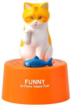 Uixxducc Küchentimer Katzen, Mechanischer Timer, Küchentimer 60 Minuten Countdown Timer Wecker, Eieruhr Lustig Cartoon Tier Kurzzeitwecker für Küche Zuhause Büro Schule Klassenzimmer (Orange-Katze)