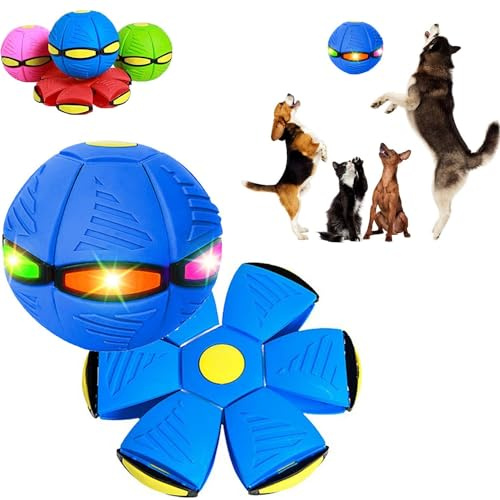 Endxedio Balle disque pour chien avec lumières, jouet portable avec soucoupe volante, balle de disque créative pour chien de grande taille (bleu, pas de lumière)