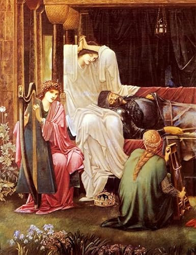 PSVDCTOO Vintage Wanddeko Bilder Poster Wandbild Der letzte Schlaf von arthur in avalon von edward burne jones Poster Wandbild Deko für Zimmer 60x90cm