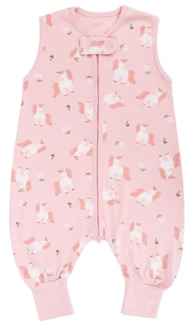 WYTbaby Baby Schlafsack mit Füßen 0.5 Tog 100% Baumwolle Schlafsack mit Beinen Ärmellose Kleine Kinder Sommer Schlafsack mit Füßen Jungen Und Mädchen 90cm/Baby Höhe 90-100cm