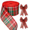 G2PLUS Rot Grün Weihnachten Juteband mit Draht, 6CM Breit Geschenkband zum Basteln, 10M Kariertes Sackleinen Band, Weihnacht Dekoband Verdrahtet für Geschenk, Weihnachtskranz, Weihnachtsbaum