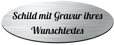gravurfix Schild in ovaler Form 80x30mm mit Gravur | Wunschtext Schildchen Plättchen Namensschild | Made in Germany | Geschenk Gartenbank