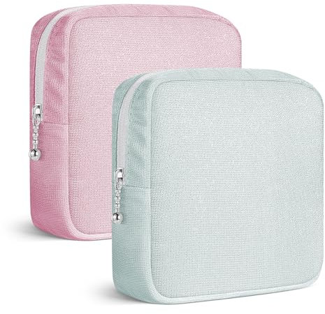2Pcs Pochette Rangement pour Serviette Hygiénique Protège Slip Culotte Menstruelle Adolescent Sac de Rangement Serviettes Hygiéniques Tampons pour Kit Premieres Regles Jeune Fille Cadeau(Verte&Rose)
