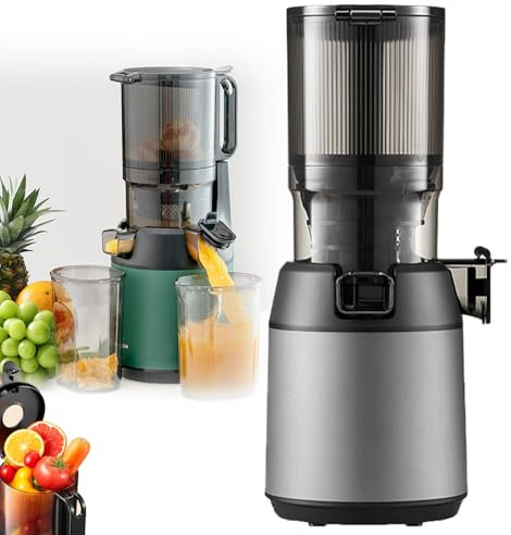 Slow-Speed Masticating Juicer with 13CM Large Diameter, Bladeless Fruit And Vegetable Fresh Squeezer, 300W + 150NM + Pure Juice Rate ≥98% + Juice Separation + No Cutting And Whole Squeezing ,Grey