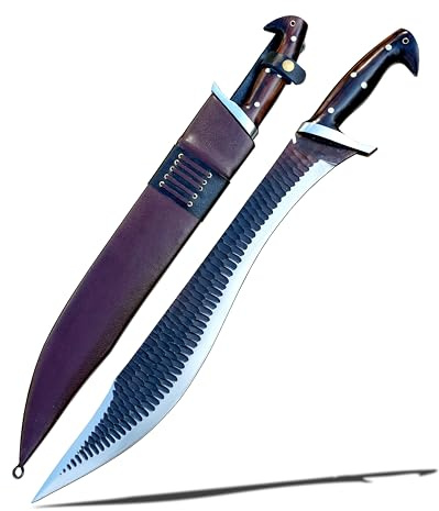 Handgeschmiedete DAO Machete – 48,3 cm lange Klinge, 5160 Blattfederstahl, voller Tang, Palisander-Griff, gehärtet und geschärft – große Dschungel-Machete mit Lederscheide