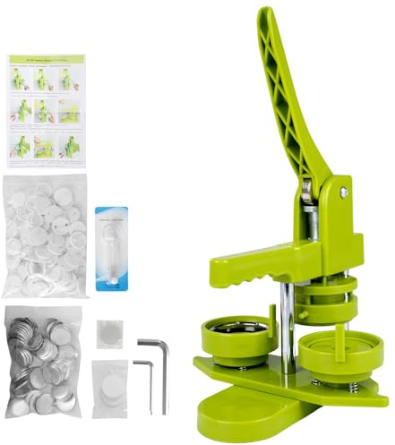 Outbit Button Badge Press Maschine, Buttonmaschine, mit 100 Knöpfen/Bild & Kreisschneider für Charaktere für Menschen, Kinder DIY Gift Pin Maker (Grün, 32mm)