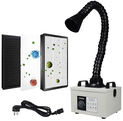 RATTMMOTOR Lötrauchabsaugung 100W Absauger Luftfilter Rauchabzugsfilter 200 m³/h, 3-stufiger Filter Rauchabsaugung für Laser Graviermaschine und Desktop-Löten