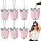 Begpoee 6 Stück Schnapsglas Edelstahl 30ml, Shot Becher Metall zum Umhängen, Schnapsbecher mit Kette, Für Hochzeitsfeiern Karneval Geburtstagsfeier Bachelorette Party(4,2 x 3,7 cm, Rosa + Silber)
