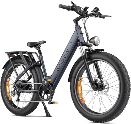 ENGWE E26 Electric Bike E-Bike for Adults with 26x4.0 Fat Tire,250W E Mountain Bike 48V 16Ah Battery Range Up to 140KM, Speed-7 Dual Suspension All-Terrain Ebike MTB