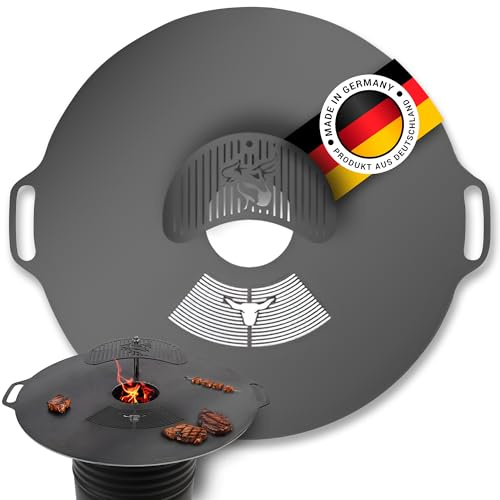 Feuerplatte für Feuertonne 120 cm, 10 mm Stärke – Grillplatte mit Grillrost & Grillaufsatz – A. Weyck Tolls Rund, Plancha, Feuerschale mit Grillring – Perfekt für BBQ & Outdoor-Kochen - #971