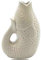 Vase Fisch böhmisch, dekorativ, aus Steinzeug, Symbol für Fülle, Maße 12 cm, Sandfarben